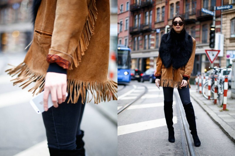 Fringed Jacket - Suede Leather - Vintage - Luxury - Overknees - Fur - Calvin Klein Sunnies - Fashionista - German Fashionblogger - Ootd - Streetstyle Munich - München Personal Style Blog - Isartor - Trends 2016 - Fransen